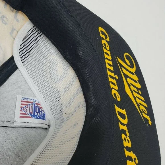 Vintage MGD Miller Loud Bright Yellow Black Mens OS Snapback Hat Cap Beer USA
